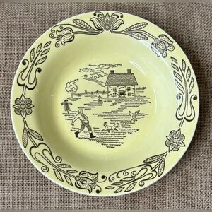 Vintage Royal Sebring Bucks County Yellow Soup Bowl Farm  Cottage Core Rustic